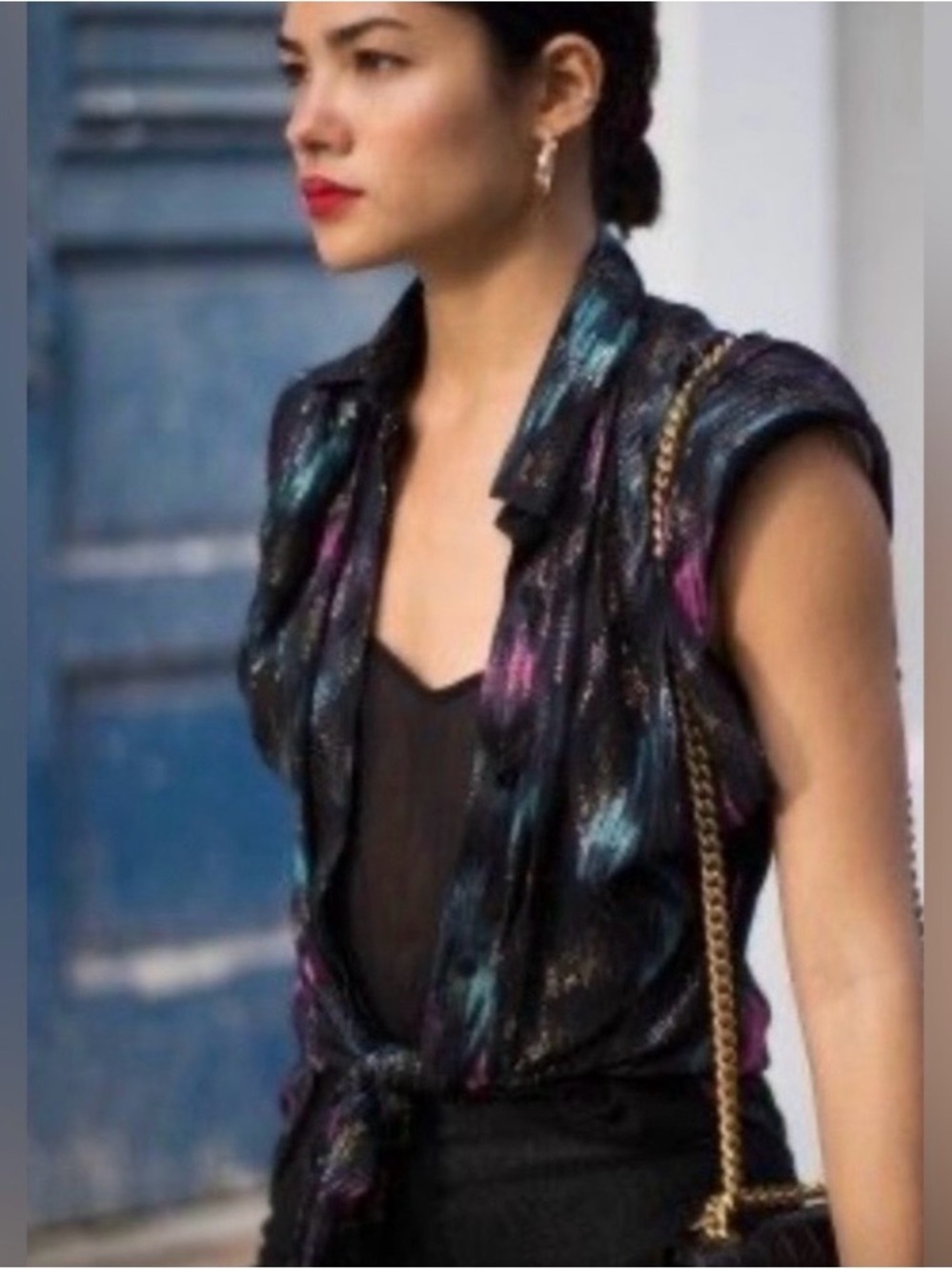 NWT The Kooples Multi-Color Metallic Sleeveless Blouse and Cami - Two Piece
